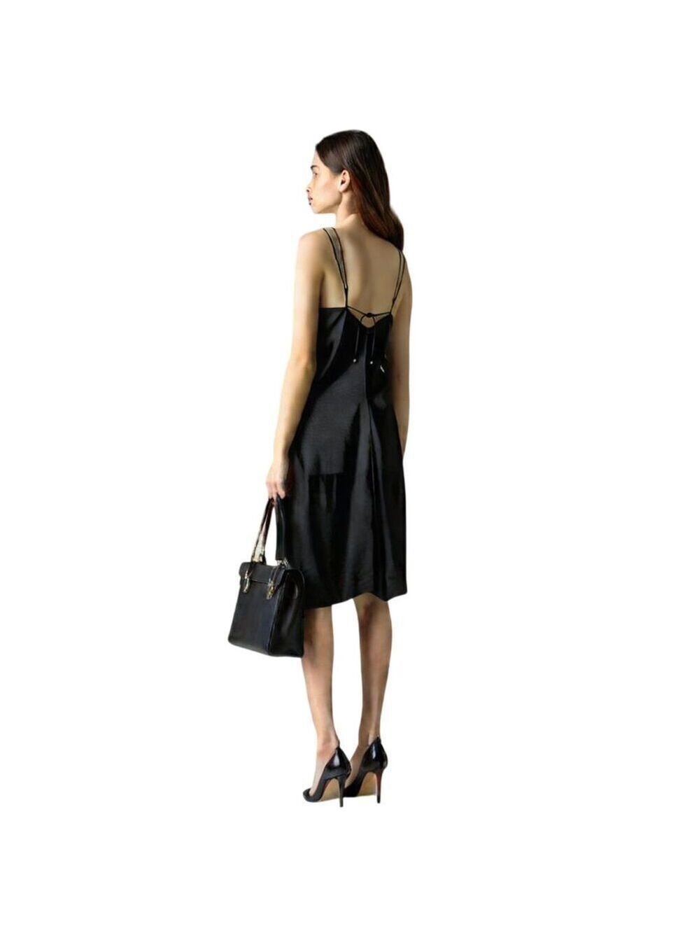 Sam Edelman Black Satin Spaghetti Strap Dress Size 8